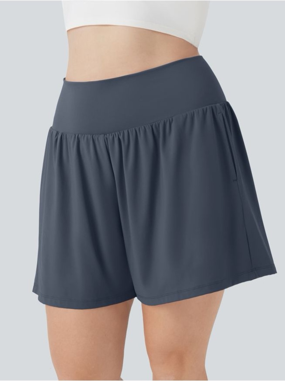 Halara Women’s SoftlyZero Airy 2 in 1 High Waisted Shorts Size L Mood Indigo NWT